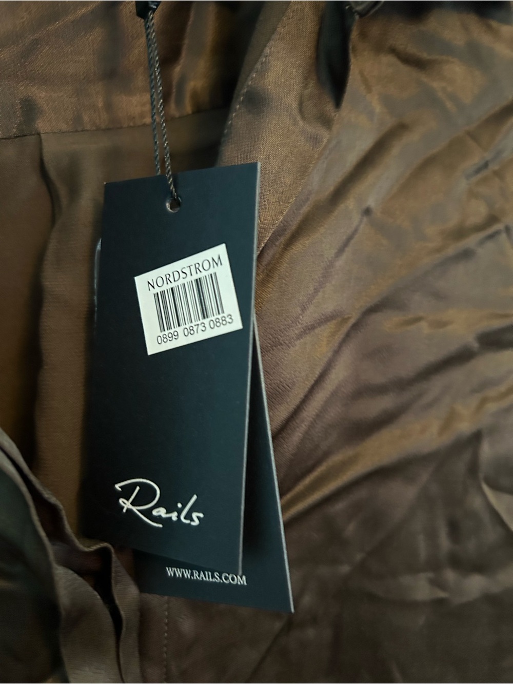 Rails Brown Satin Button-Up Blouse - Picture 2 of 3